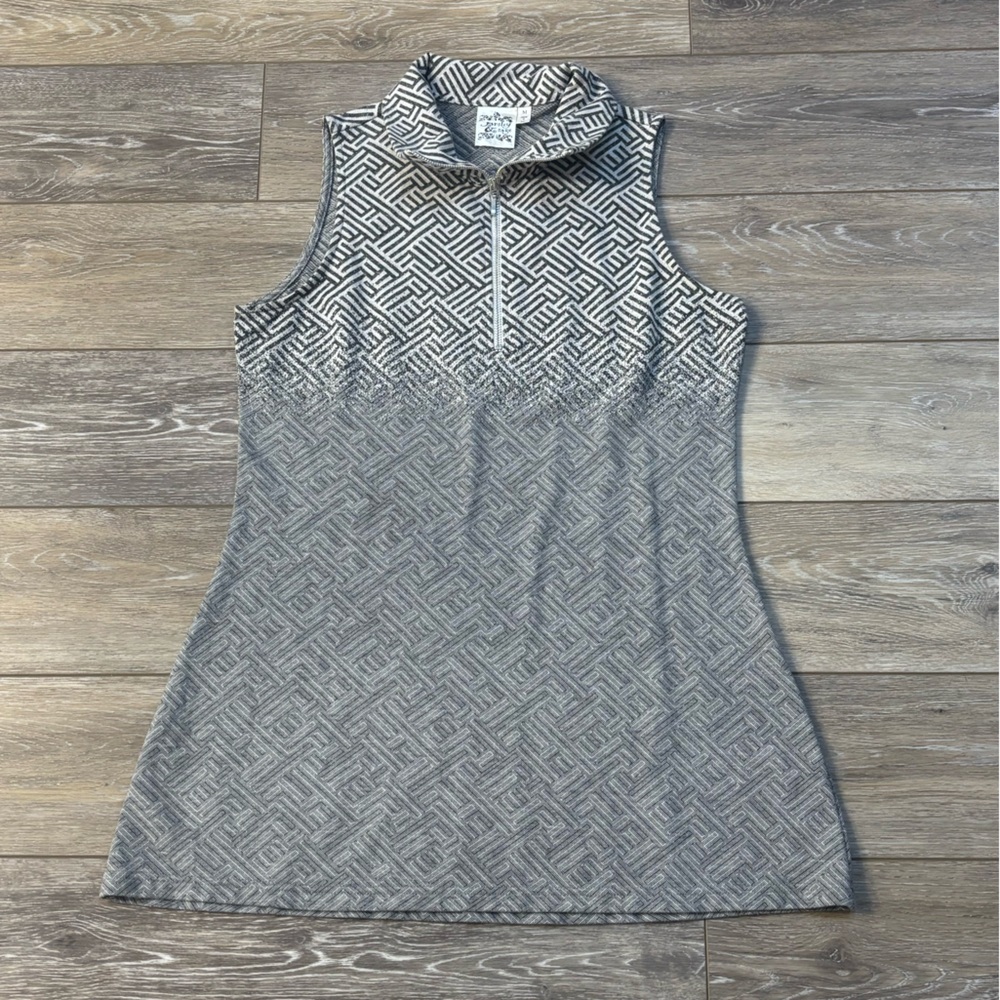 Parsley & Sage Tunic Top Sz M Gray Sleeveless Preppy Athleisure Casual Golf